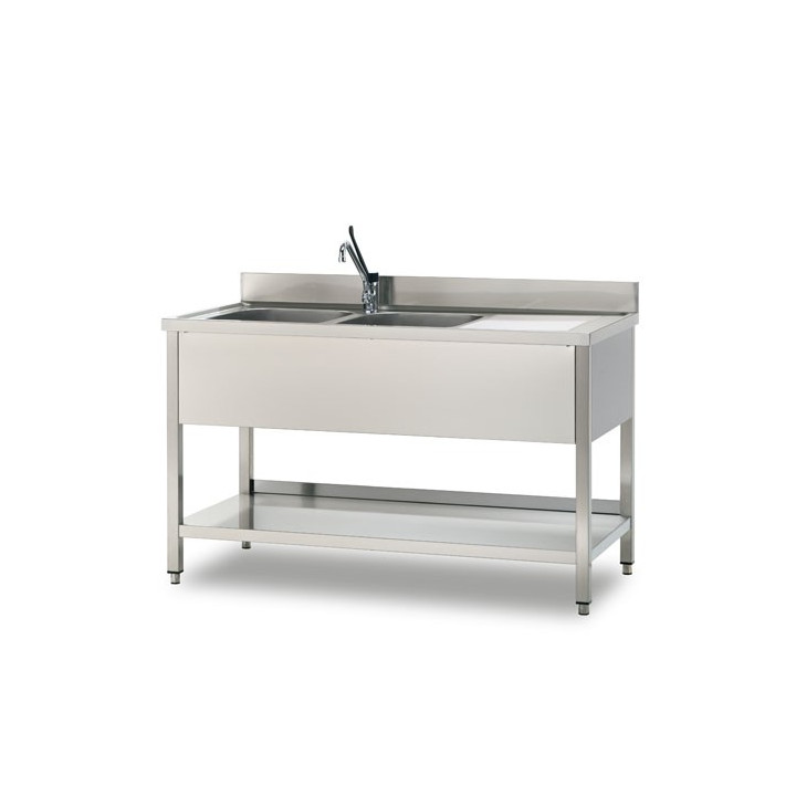 GEMM - Plonge sur pied ouverte avec etagere 1 vasque 50x50x30h - 100x60x85h