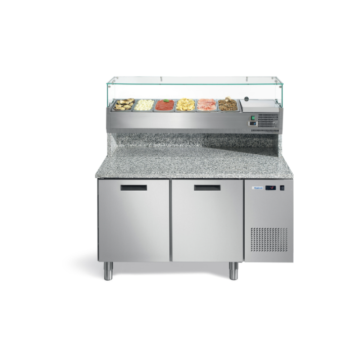 Meuble de préparation à pizza réfrigéré avec console intétégrée