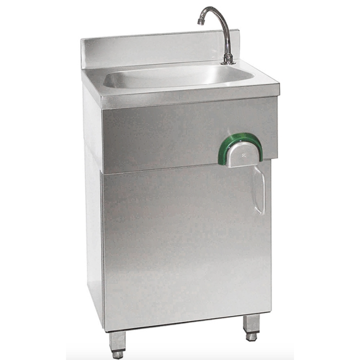 Lave-mains avec commande fémorale + col de cygne + porte battante