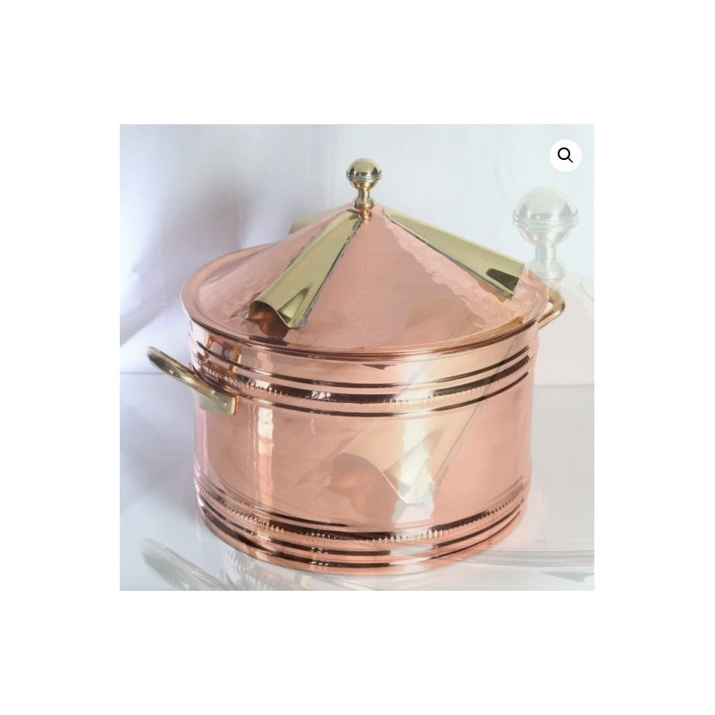Antique Porte-Pizzas Napolitain Cuivre et Laiton Diamètre 40cm