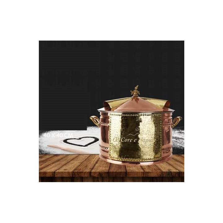 Antique Porte-Pizzas Napolitain Cuivre et Laiton Diamètre 40cm