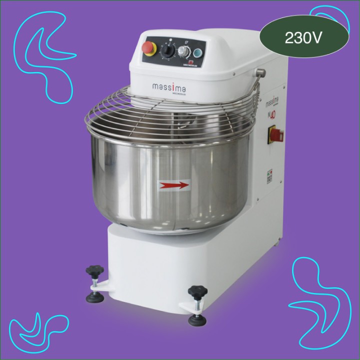 MECNOSUD - Massima - Pétrin à spirale 40kg - Tête relevable - 2 moteurs - Variateur de vitesse